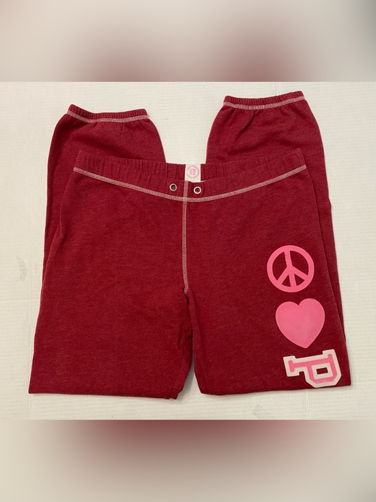 PINK Victoria's Secret Pants - 2008 Pink vintage sweatpants brick red & pink felt logo heart peace sign EUC